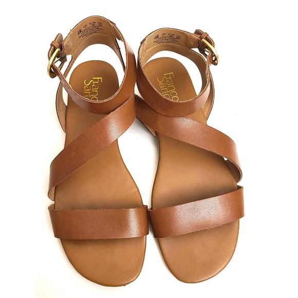 Franco Sarto Shoes - Franco Sarto Wide Ankle Strap Leather Sandals Light Brown Size 9M